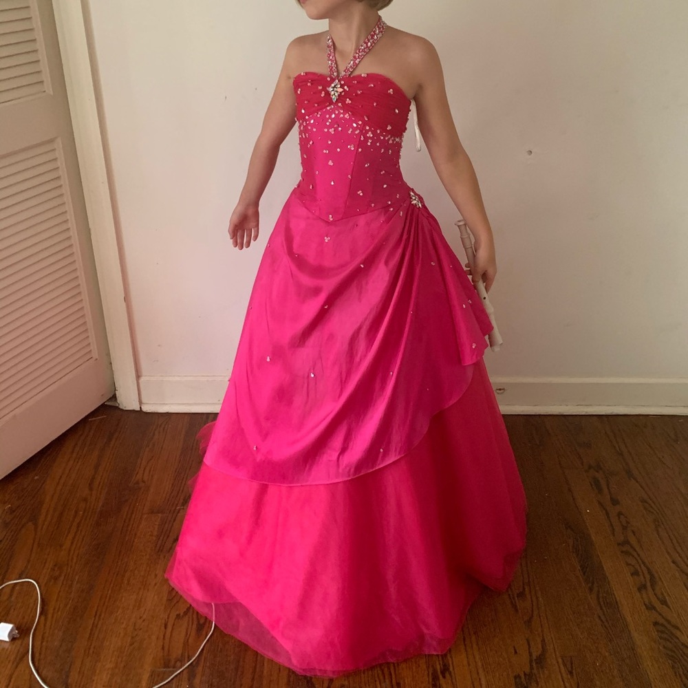 Fuchsia size 12 Tiffany pageant dress.